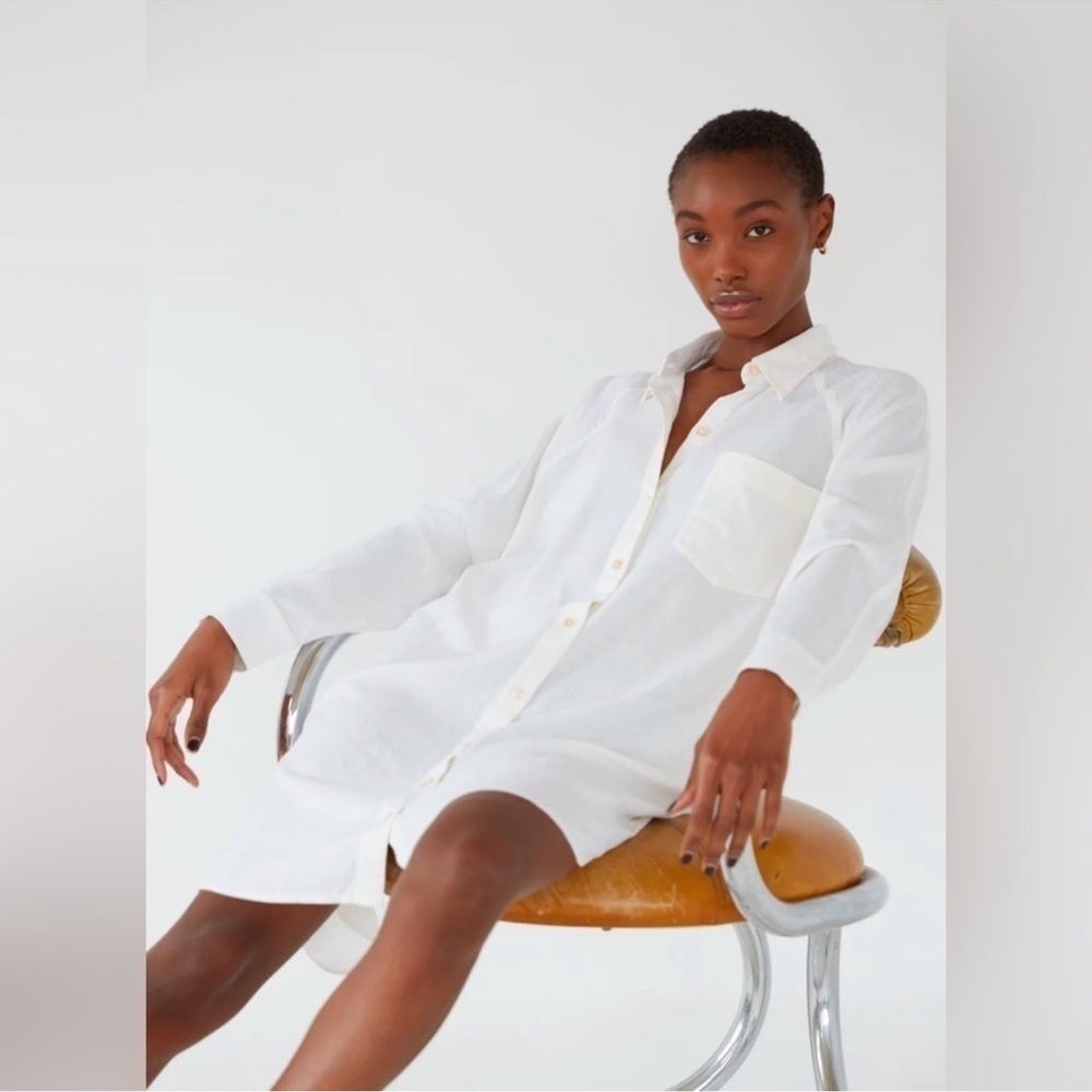 Aritzia White Linen Shirt Dress